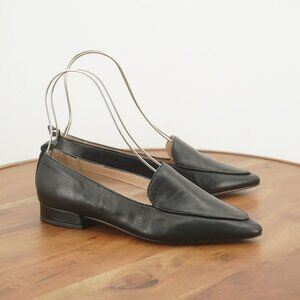 Franco Sarto Womens Studio Flats Loafers Pointed Toe Black Leather Size 7M